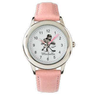 Moderne, trendige Girl Playing Ice Hockey Personal Armbanduhr