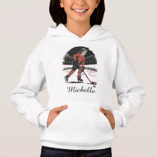Moderne, trendige Girl Playing Ice Hockey Personal Hoodie