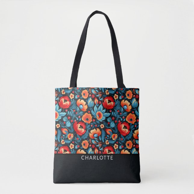 Moderne, trendige Girly Wildblume kundenspezifisch Tasche (Vorderseite)