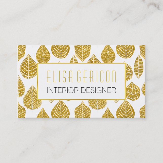 Moderne, trendige goldene Glitzer mit breitem Blät Visitenkarte (Vorderseite)