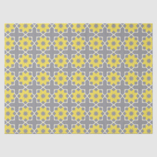 Moderne, trendige, graue und gelbe Blumen Seidenpapier