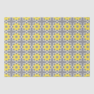 Moderne, trendige, graue und gelbe Blumen Seidenpapier