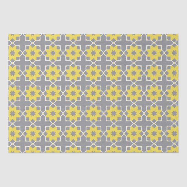 Moderne, trendige, graue und gelbe Blumen Seidenpapier (Vorderseite)