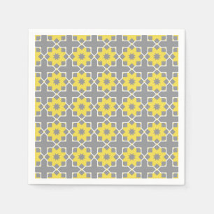 Moderne, trendige, graue und gelbe Blumen Serviette