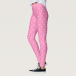 Moderne, trendige, heiß rosa, weiße Kreise Punkte  Leggings<br><div class="desc">Hot Pink Moderne Weiße Kreise Punkte Elegante Template Leggings.</div>