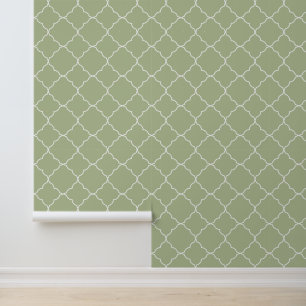 Moderne trendige hellgrüne Quatrefoil Tapete