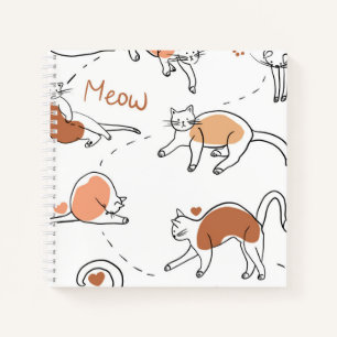 Moderne, trendige Kids-Haustierkatzen miauen weiße Notizbuch