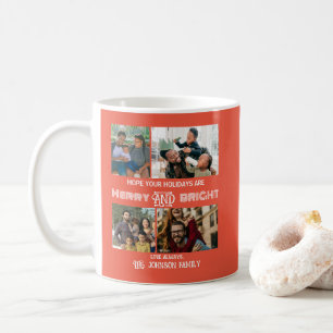 Moderne trendige Merry and Bright Familienfoto Kaffeetasse