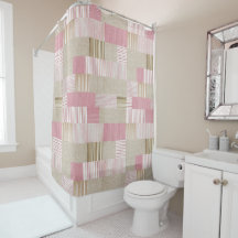 Moderne, trendige Patchwork Quilt Pink Beige Strei