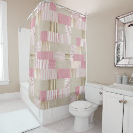 Moderne, trendige Patchwork Quilt Pink Beige Strei Duschvorhang