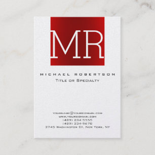 Moderne, trendige Red Monogram Strip Business Card Visitenkarte