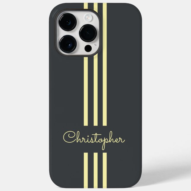 Moderne trendige Rennstreifen mit Monogramm Case-Mate iPhone 14 Pro Max Hülle (Rückseite)