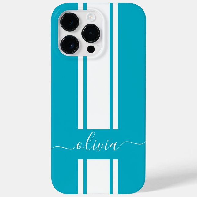Moderne trendige Rennstreifen mit Monogramm Case-Mate iPhone 14 Pro Max Hülle (Rückseite)