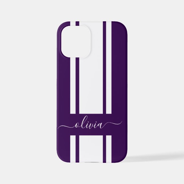 Moderne trendige Rennstreifen mit Monogramm iPhone 12 Mini Hülle (Rückseite)