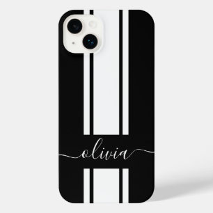 Moderne trendige Rennstreifen mit Monogramm iPhone 14 Plus Hülle