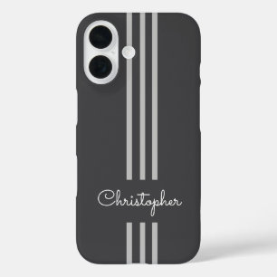 Moderne trendige Rennstreifen mit Monogramm iPhone 16 Hülle