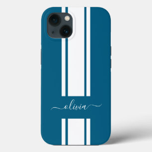 Moderne trendige Rennstreifen monogrammiert Case-Mate iPhone Hülle