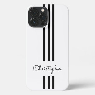 Moderne trendige Rennstreifen monogrammiert  iPhone 13 Pro Max Hülle