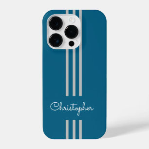 Moderne trendige Rennstreifen monogrammiert  iPhone 14 Pro Hülle