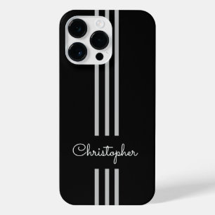 Moderne trendige Rennstreifen monogrammiert  iPhone 14 Pro Max Hülle