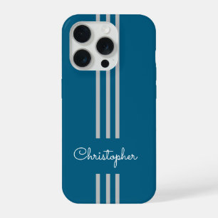 Moderne trendige Rennstreifen monogrammiert iPhone 15 Pro Hülle