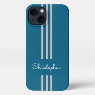 Moderne trendige Rennstreifen monogrammiert  iPhone Hülle