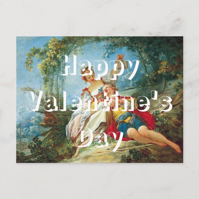 Moderne trendige Rokoko Happy Lovers Valentinstag Postkarte (Vorderseite)