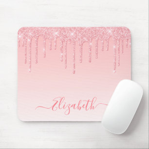 Moderne trendige rosa Blush Glitter stilvolle Schr Mousepad