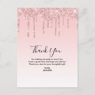 Moderne trendige rosa falsche Flüssigglitter Postkarte