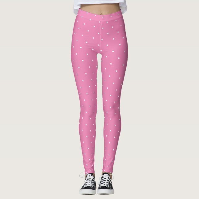 Moderne, trendige rosa Vorlagenweißringe Elegant Leggings (Vorderseite)