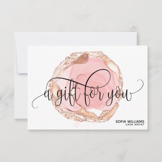 Moderne trendige Rose Gold Tropfen Gutschein (Vorderseite)