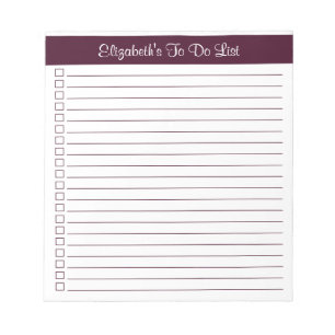 Moderne, trendige Rot-Braun-eine-Spalten-Checklist Notizblock