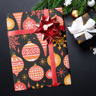 Moderne trendige rote und schwarze Retro-Weihnacht Geschenkpapier