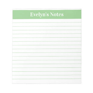 Moderne, trendige Sage Green Script Großdruck Notizblock