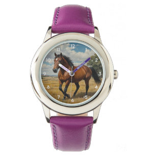 Moderne trendige schöne Pferdekinder  Armbanduhr