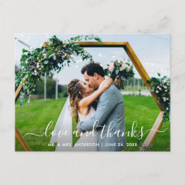 Moderne, trendige Script Wedding Liebe und Danke Postkarte