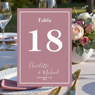Moderne Trendige Staubige Rosen Schrift Minimalist Tischnummer