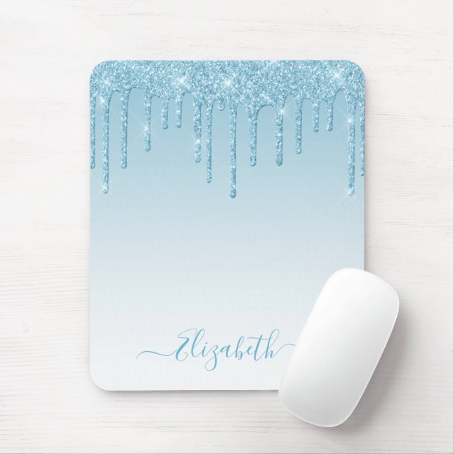 Moderne trendige stilvolle Skript hellblaue Glitte Mousepad (Mit Mouse)