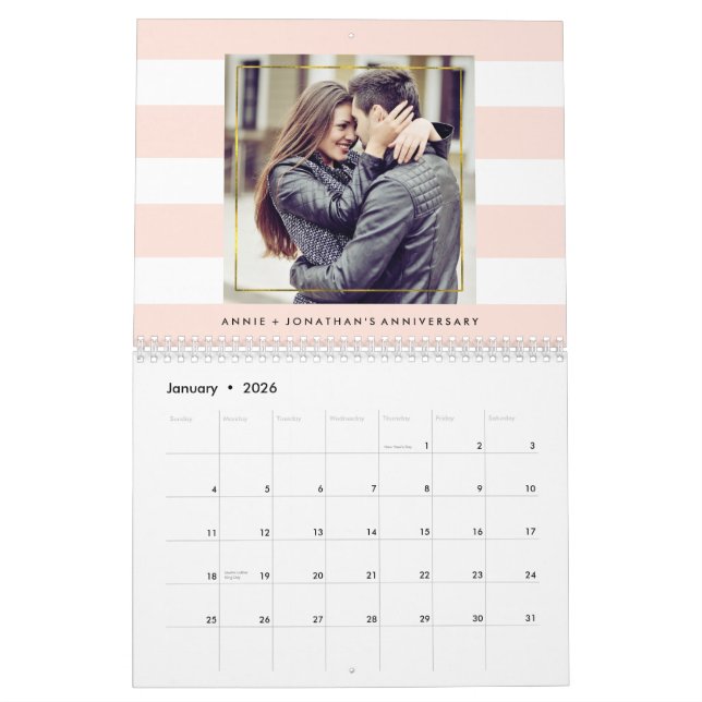 Moderne, trendige Streifen mit Ihren Fotos Kalender (Jan 2026)