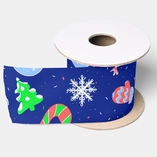 Moderne Trendige Süße Stylische Blaue Weihnachten Satinband