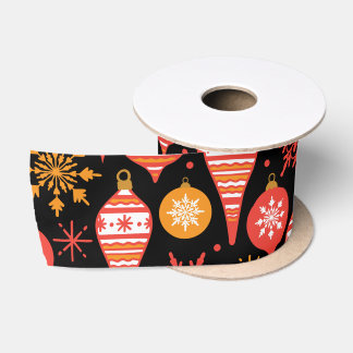 Moderne trendige süße Vintage-Weihnachtsmuster Satinband