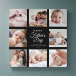 Moderne trendige Vatertag Baby Foto Collage Pla Fotoplatte<br><div class="desc">Etwas Besonderes für seinen Vatertag: eine moderne,  trendige Instagram-freundliche Baby-Foto-Collage-Plakette mit moderner Schrift-Typografie und Ihren persönlichen Namen und Botschaften. Passen Sie sich Ihre wertvollen Familienfotos an und machen Sie daraus ein Geschenk,  über das er noch viele Jahre lachen wird. Das ist die elegante schwarze Version.</div>