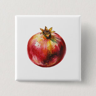 Moderne trendige Wasserfarbe Granatapfel Button