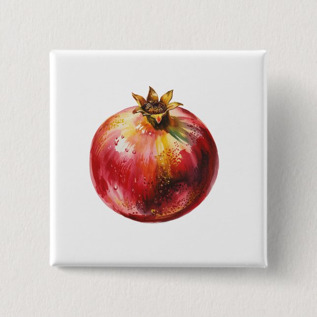Moderne trendige Wasserfarbe Granatapfel  Button (Vorderseite)