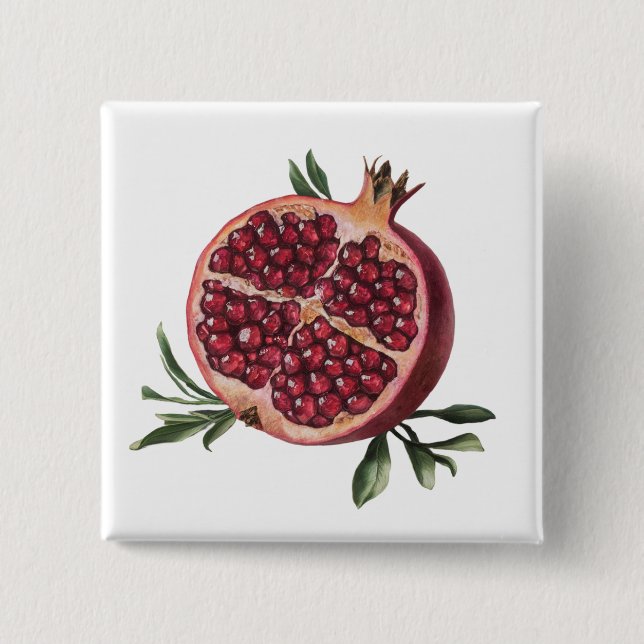 Moderne trendige Wasserfarbe Granatapfel  Button (Vorderseite)