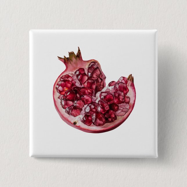 Moderne trendige Wasserfarbe Granatapfel  Button (Vorderseite)