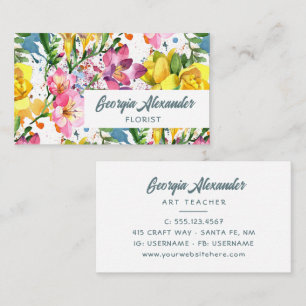 Moderne trendige Watercolor Florist Artist Florist Visitenkarte