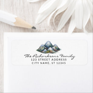 Moderne trendige Watercolor-Gebirge - Adressetiket
