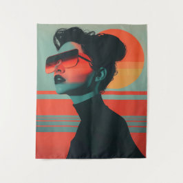 Moderne trendige weibliche Retro-Sonnencreme Wandteppich