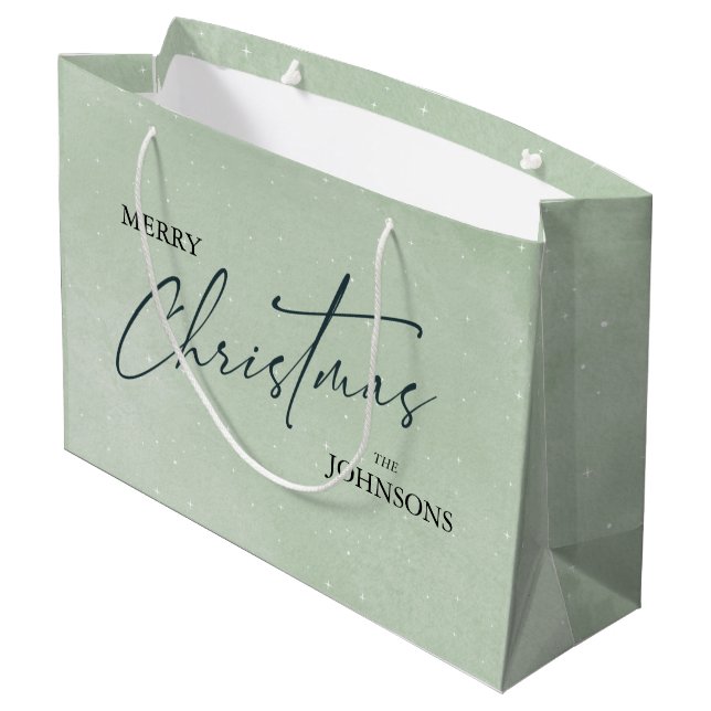 Moderne, trendige Weihnachten | Elegant Green Große Geschenktüte (Rückseite Schrägansicht)
